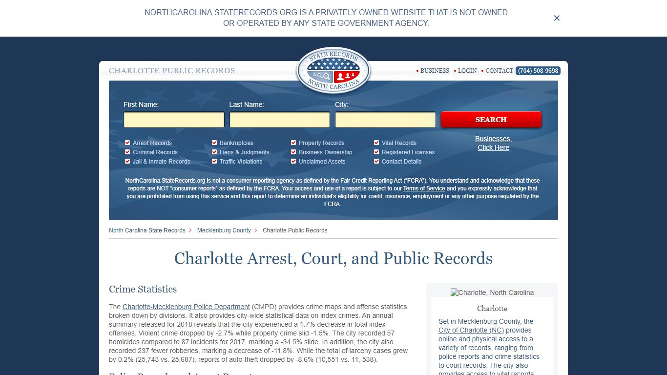Charlotte Arrest and Public Records | North Carolina.StateRecords.org
