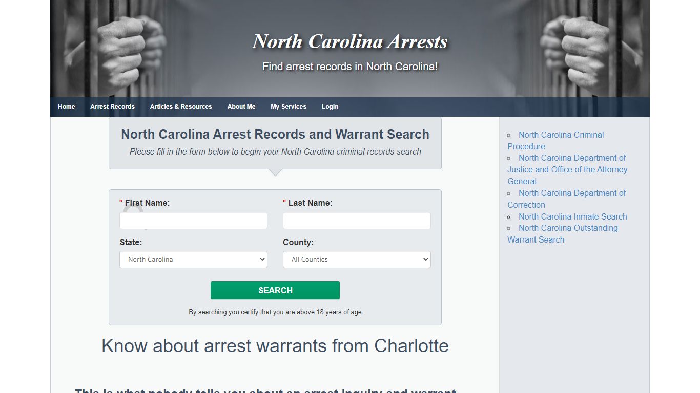 Charlotte NC Warrant Search and Arrest Records - North Carolina Arrests
